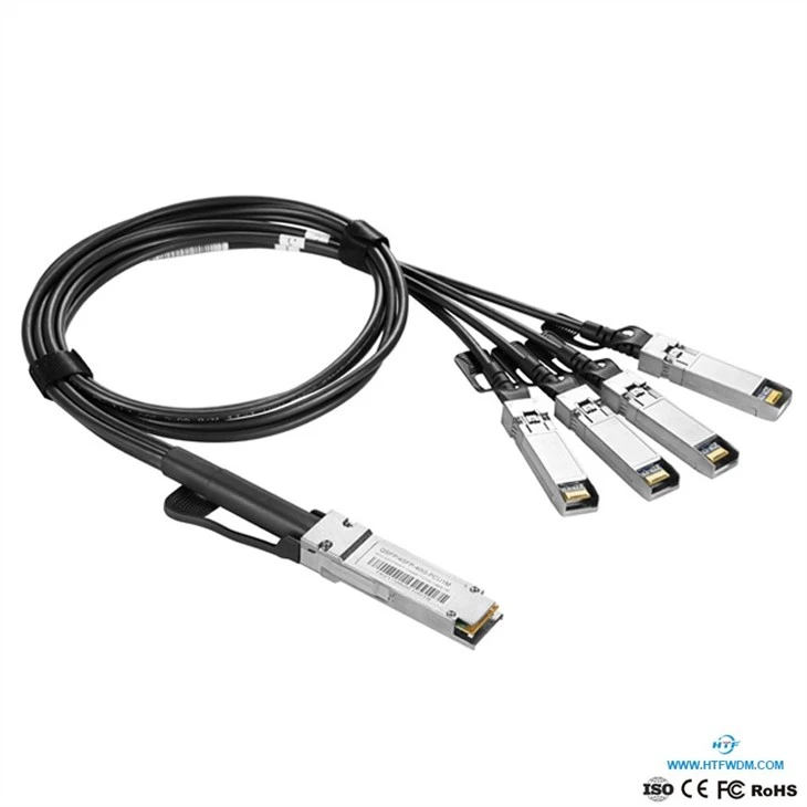 Cyd-fynd 40G QSFP plws i 4 x 10G SFP ynghyd â Goddefol Uniongyrchol Atodwch Cebl Breakout Copr
